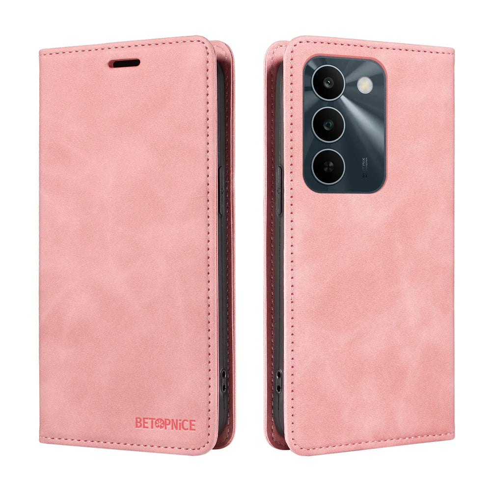 BETOPNICE Magnetic Closure Case For Realme C100 5G / P4 Lite 5G / C83 5G / C85 5G / 15x (India) 5G RFID Blocking Imprinted Dog Pattern Phone Cover with Wrist Strap RFID Blocking Wallet Stand Leather Phone Cover - Pink - 2