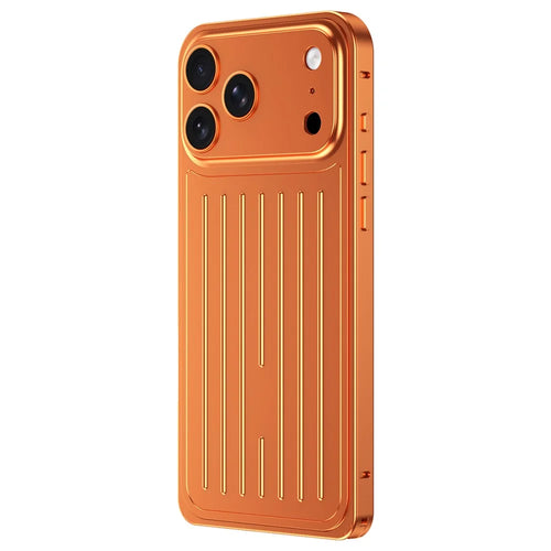 For iPhone 17 Pro Max Case Seahorse Buckle Luggage Design Aluminum Alloy Phone Cover - Orange - 1