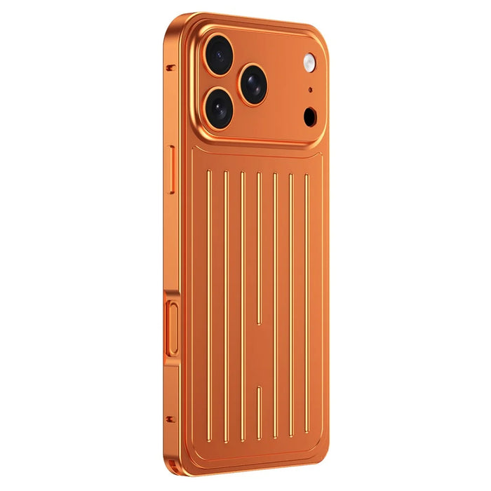 For iPhone 17 Pro Max Case Seahorse Buckle Luggage Design Aluminum Alloy Phone Cover - Orange - 2