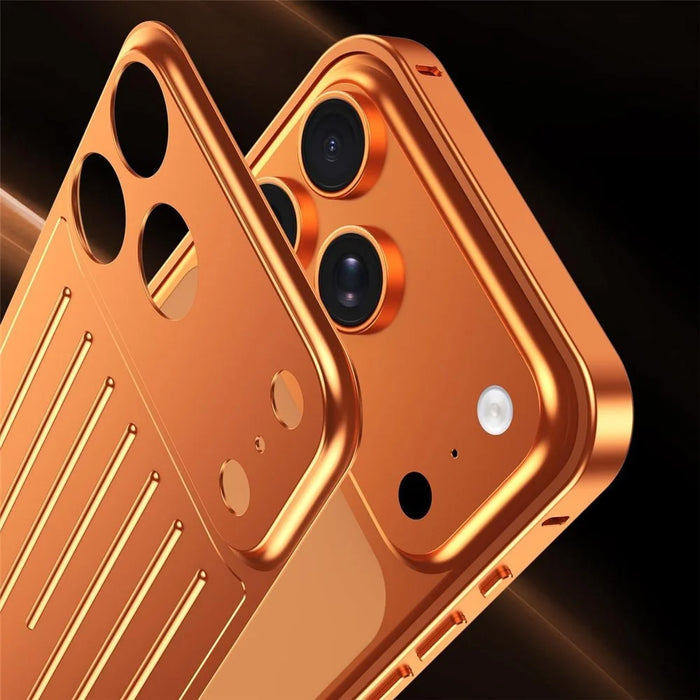 For iPhone 17 Pro Max Case Seahorse Buckle Luggage Design Aluminum Alloy Phone Cover - Orange - 7