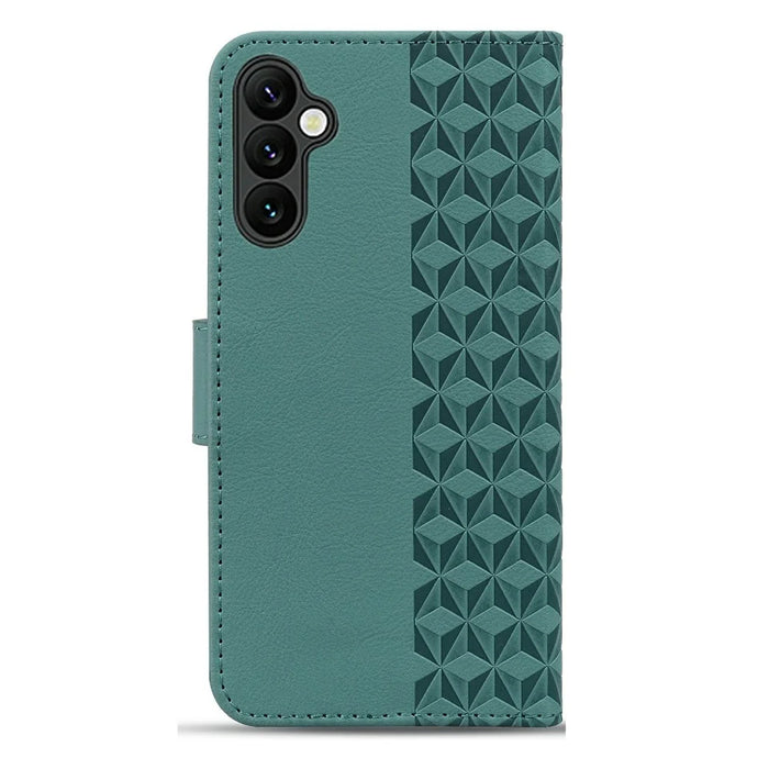 For Samsung Galaxy A57 5G Case Rhombus Pattern Leather Wallet Phone Cover with Wrist Strap - Green - 7