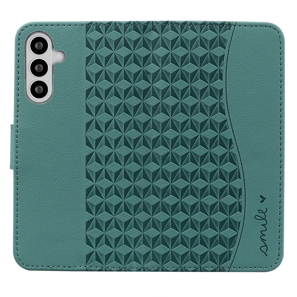 For Samsung Galaxy S26 Case Rhombus Pattern Leather Wallet Phone Cover with Wrist Strap - Green - 5