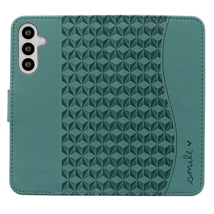For Samsung Galaxy S26+ Case Rhombus Pattern Leather Wallet Phone Cover with Wrist Strap - Green - 5