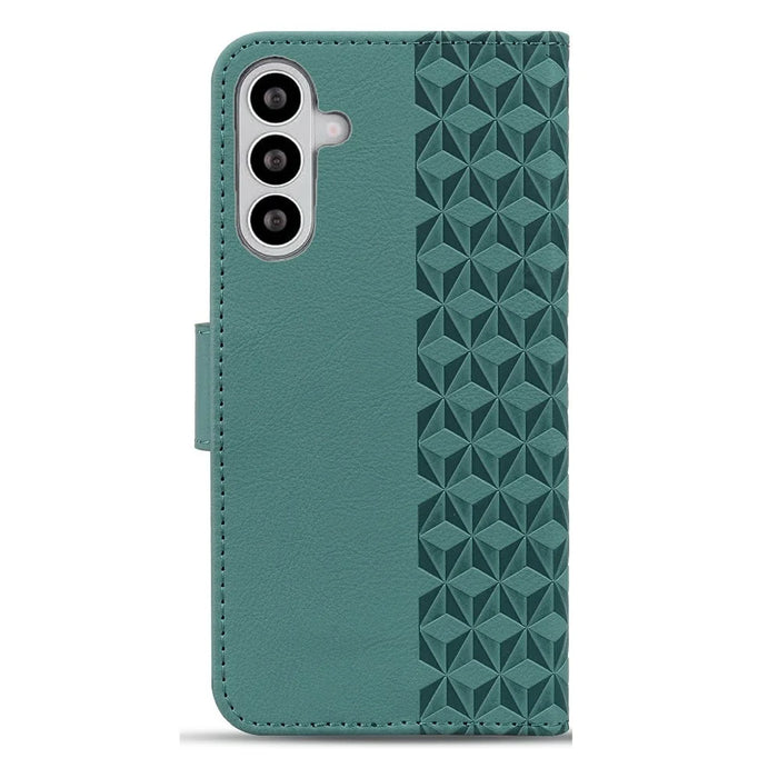 For Samsung Galaxy S26+ Case Rhombus Pattern Leather Wallet Phone Cover with Wrist Strap - Green - 7