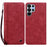 For Samsung Galaxy S26 Ultra Case Lines Pattern Wallet Leather Phone Cover with Strap - Red - 1