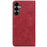 For Samsung Galaxy S26 Case Cherry Blossom Cat Imprinted Leather Phone Cover with Wrist Strap - Red - 6