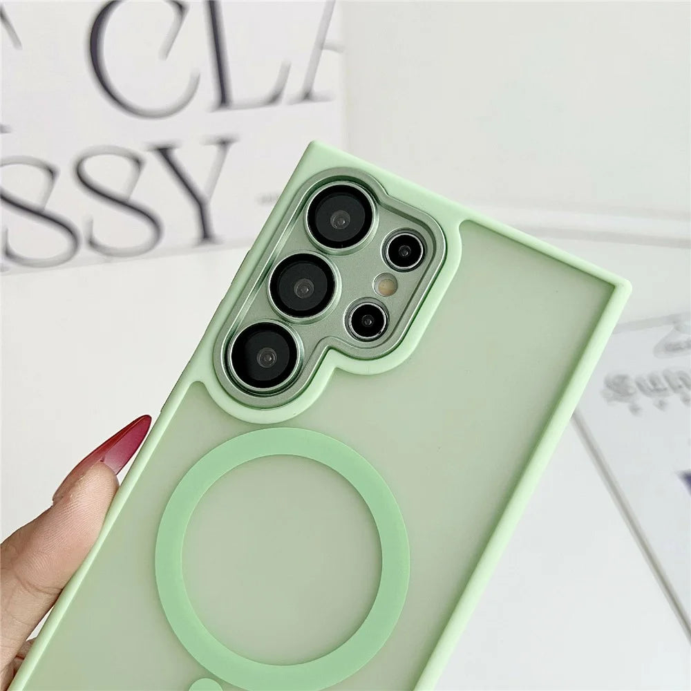 For Samsung Galaxy S26 Ultra Frosted Semi-transparent Magnetic Case with Tempered Glass Screen Protector TPU + PC Phone Cover - Titanium Grey - 4