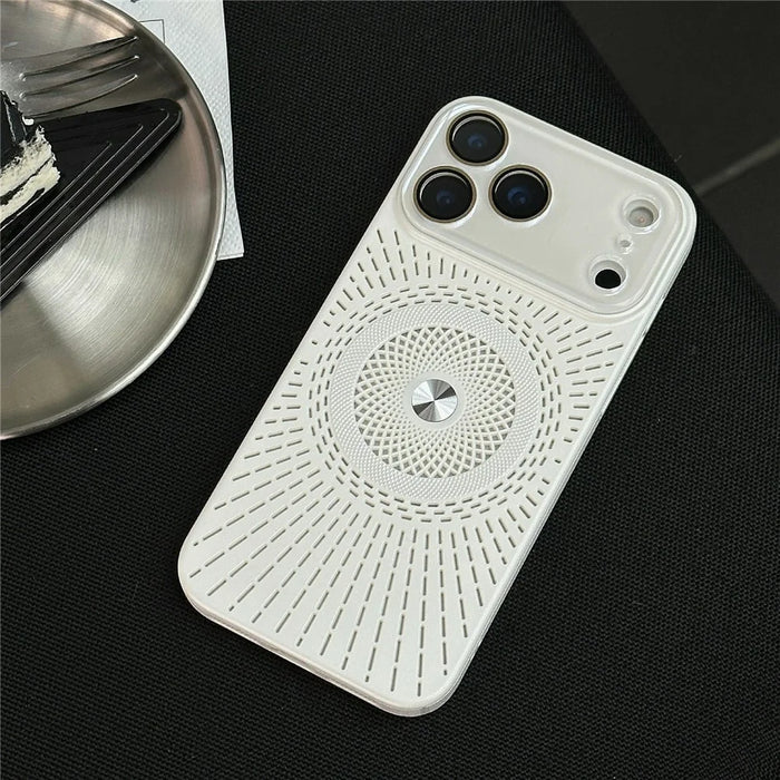 For iPhone 17 Pro Max Hollow Heat Dissipation Magnetic Case with Tempered Glass Screen Protector Shockproof Cover Compatible with Magsafe - Black - 5