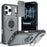 For iPhone 17 Pro Max Magnetic Case Slide Camera Cover Rotary Kickstand PC + TPU Phone Shell - Grey - 1