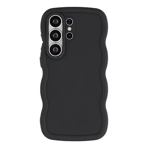 For Samsung Galaxy S26 Ultra Case TPU Protective Phone Cover Unique Curly Wave Frame - Black - 1