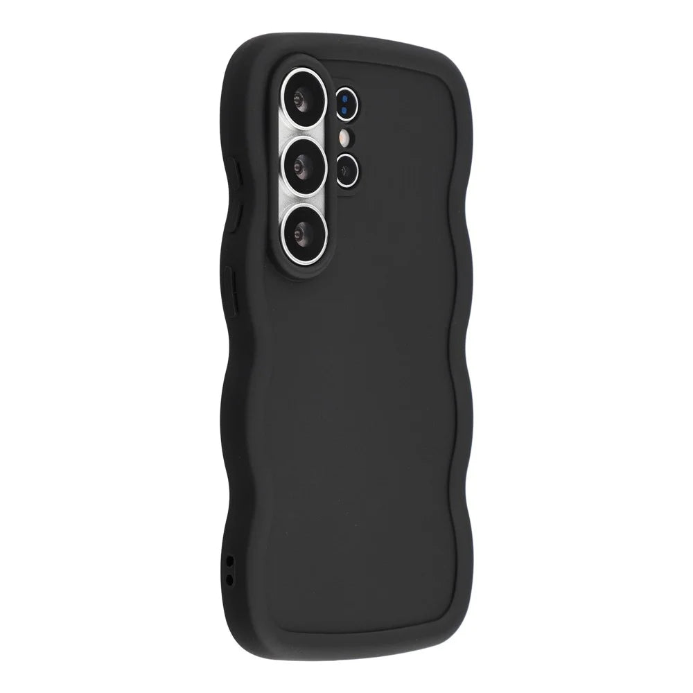 For Samsung Galaxy S26 Ultra Case TPU Protective Phone Cover Unique Curly Wave Frame - Black - 3