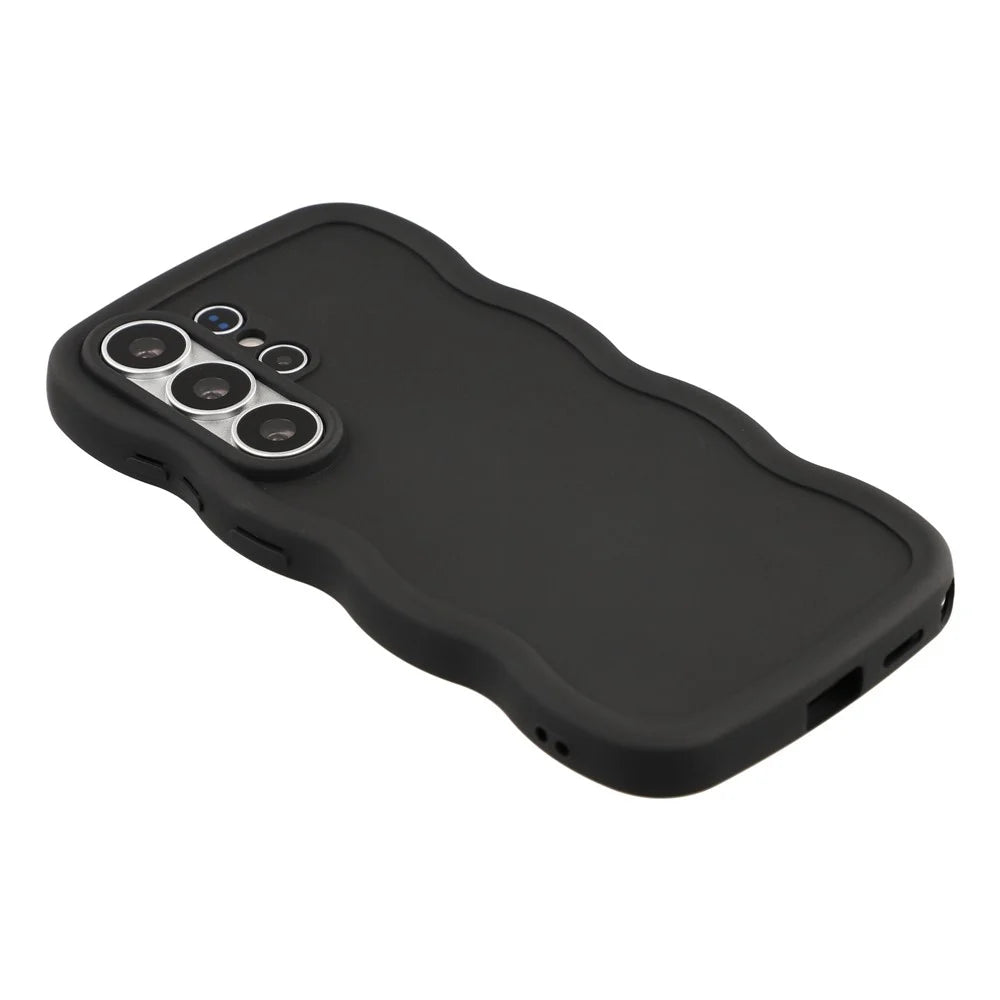 For Samsung Galaxy S26 Ultra Case TPU Protective Phone Cover Unique Curly Wave Frame - Black - 4