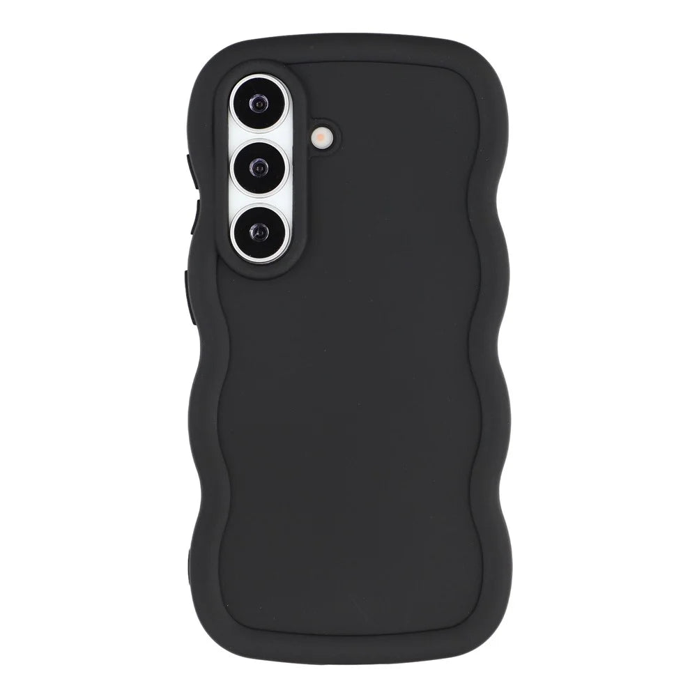 For Samsung Galaxy S26 Case TPU Protective Phone Cover Unique Curly Wave Frame - Black - 1