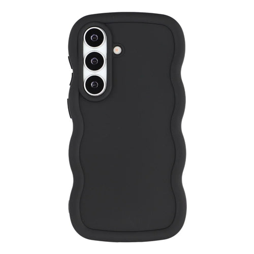 For Samsung Galaxy S26 Case TPU Protective Phone Cover Unique Curly Wave Frame - Black - 1