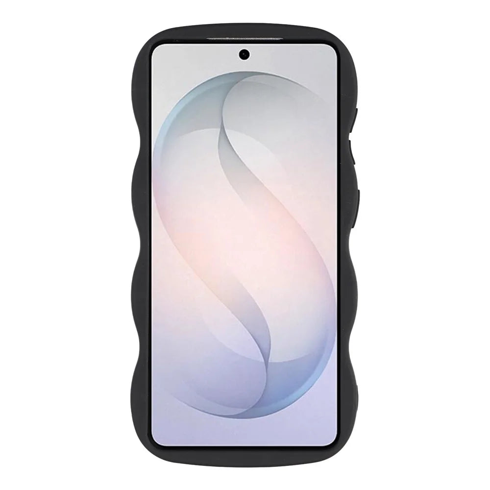 For Samsung Galaxy S26 Case TPU Protective Phone Cover Unique Curly Wave Frame - Black - 2