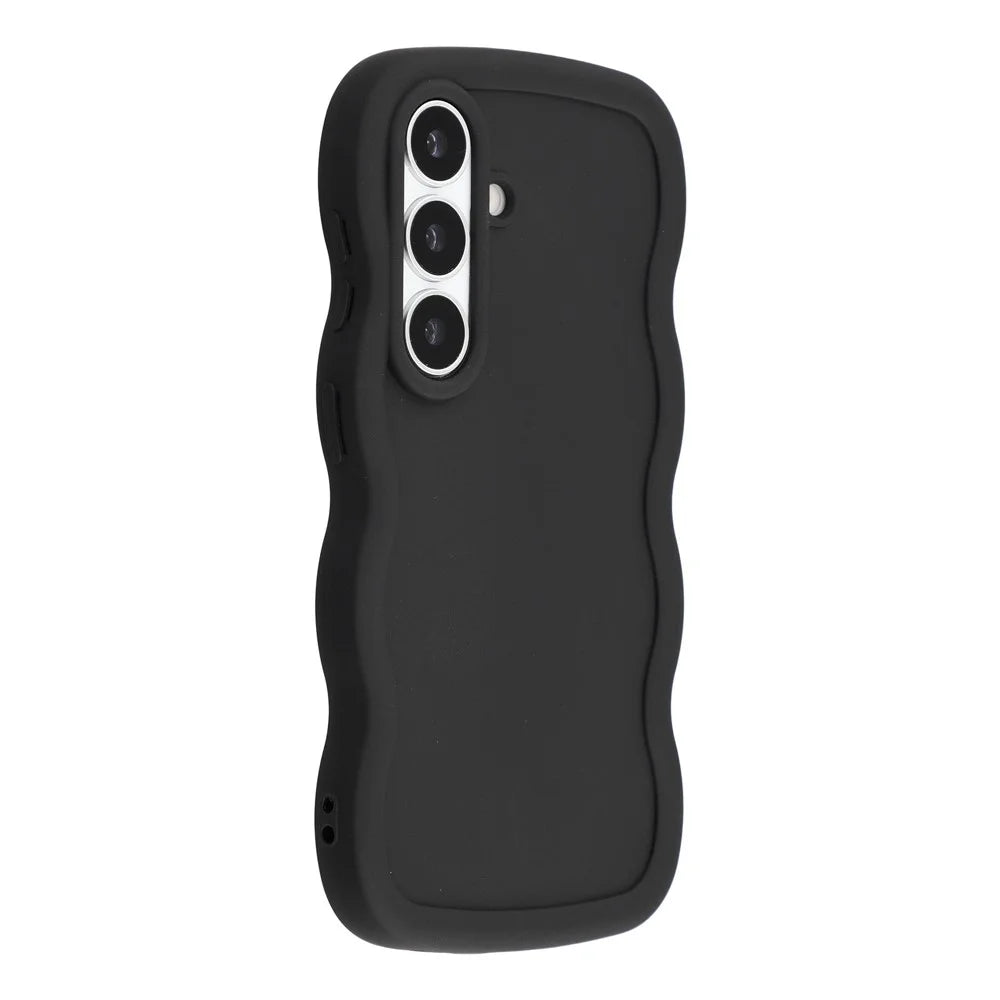 For Samsung Galaxy S26 Case TPU Protective Phone Cover Unique Curly Wave Frame - Black - 3