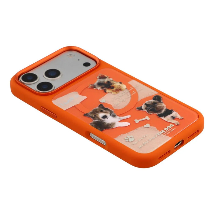 MUTURAL For iPhone 17 Pro Max Magnetic Case THE DOG Pattern PC + TPU Phone Cover with Tempered Glass Panel Compatible with MagSafe - Orange - 4