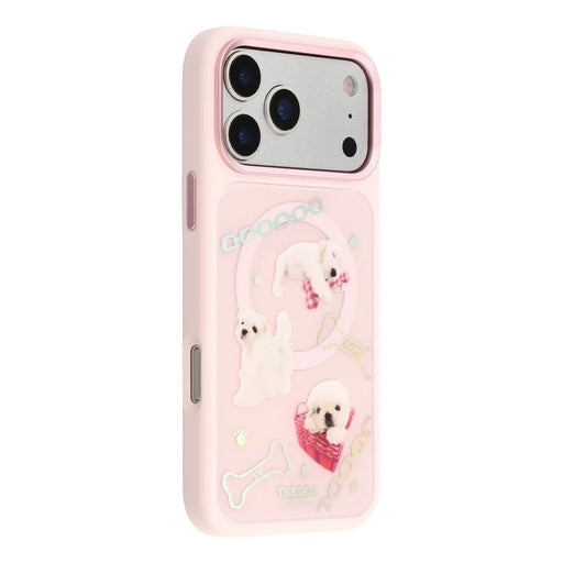 MUTURAL For iPhone 17 Pro Magnetic Case THE DOG Pattern PC + TPU Phone Cover with Tempered Glass Panel Compatible with MagSafe - Pink - 1