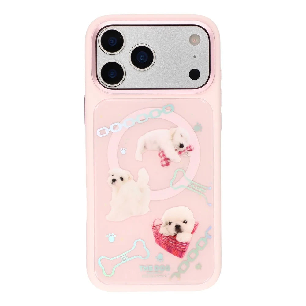 MUTURAL For iPhone 17 Pro Magnetic Case THE DOG Pattern PC + TPU Phone Cover with Tempered Glass Panel Compatible with MagSafe - Pink - 2