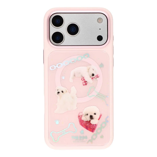 MUTURAL For iPhone 17 Pro Magnetic Case THE DOG Pattern PC + TPU Phone Cover with Tempered Glass Panel Compatible with MagSafe - Pink - 2
