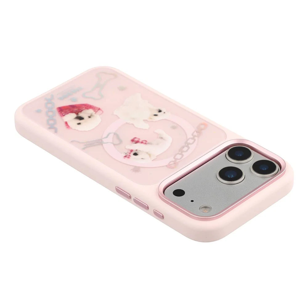 MUTURAL For iPhone 17 Pro Magnetic Case THE DOG Pattern PC + TPU Phone Cover with Tempered Glass Panel Compatible with MagSafe - Pink - 5