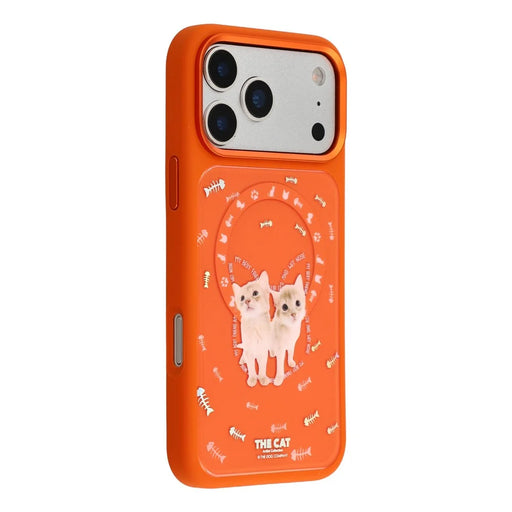 MUTURAL For iPhone 17 Pro Magnetic Case THE CAT Pattern PC + TPU Phone Cover with Tempered Glass Panel Compatible with MagSafe - Orange - 1