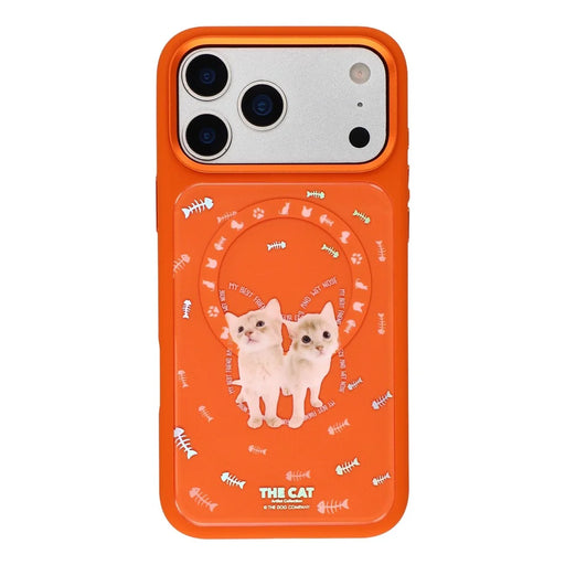 MUTURAL For iPhone 17 Pro Max Magnetic Case THE CAT Pattern PC + TPU Phone Cover with Tempered Glass Panel Compatible with MagSafe - Orange - 2