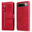 For Realme 16 5G PU Leather Cases with Zipper Pocket Wallet Phone Cover Stand - Red - 1