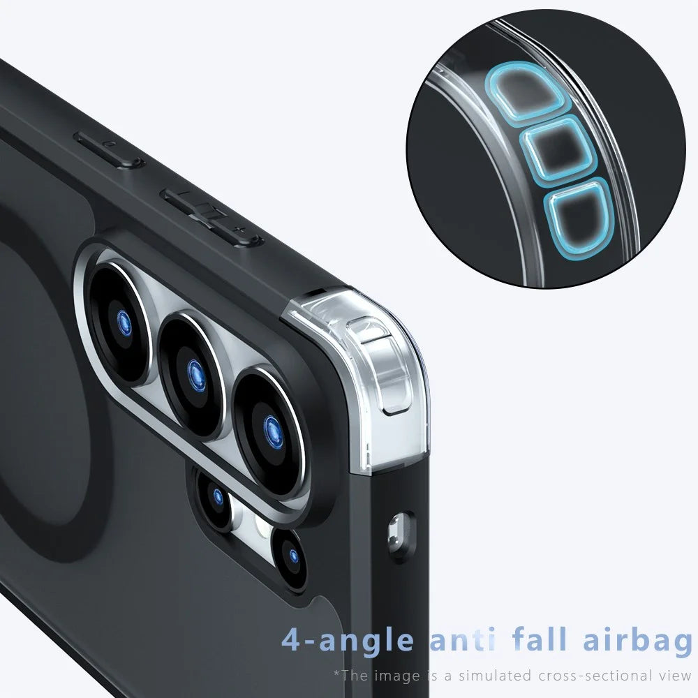 For Samsung Galaxy S26 Ultra Matte Skin-touch Magnetic Case 360° Rotating Kickstand Shockproof TPU + PC Phone Cover - Transparent Black - 7