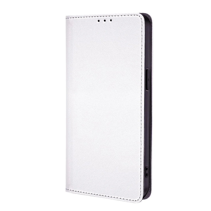 For Samsung Galaxy S26 Case Silk Touch PU Leather Phone Cover with Wallet Stand - White - 3