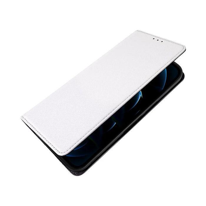 For Samsung Galaxy S26 Case Silk Touch PU Leather Phone Cover with Wallet Stand - White - 5