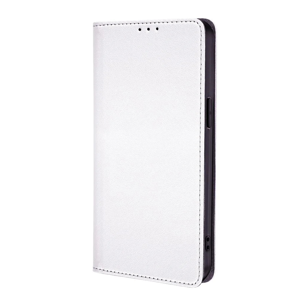 For Samsung Galaxy S26+ Case Silk Touch PU Leather Phone Cover with Wallet Stand - White - 3