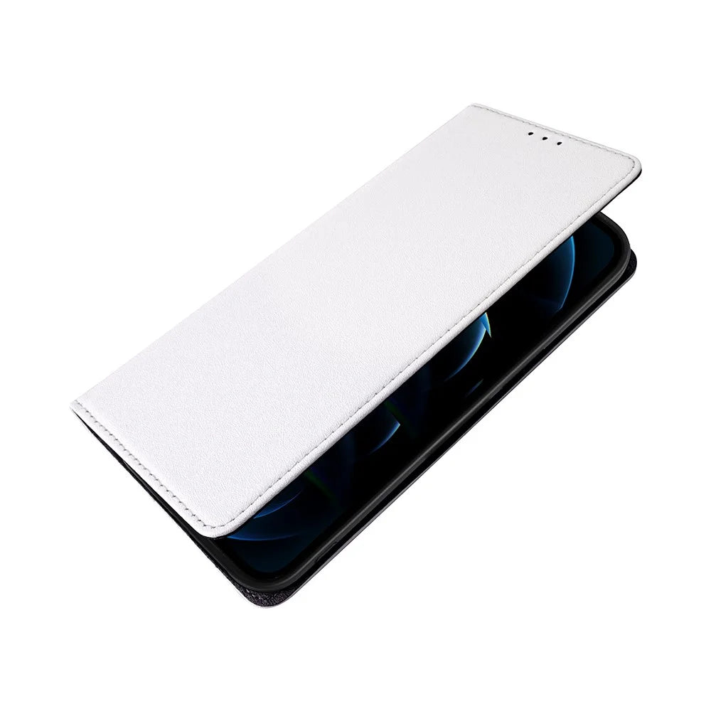 For Samsung Galaxy S26+ Case Silk Touch PU Leather Phone Cover with Wallet Stand - White - 5