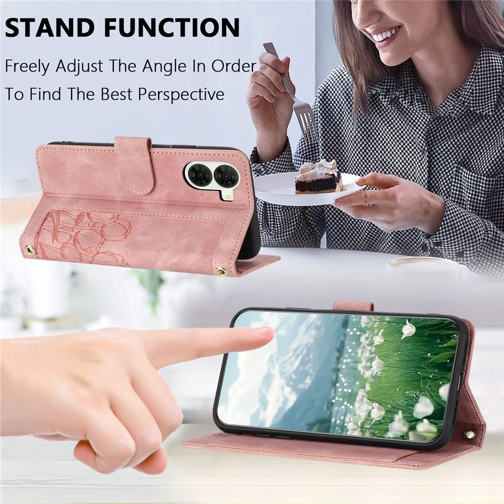 For ZTE nubia S2 Case Tulip Leather Phone Cover with 5 Card Slots Wallet - Pink - 7