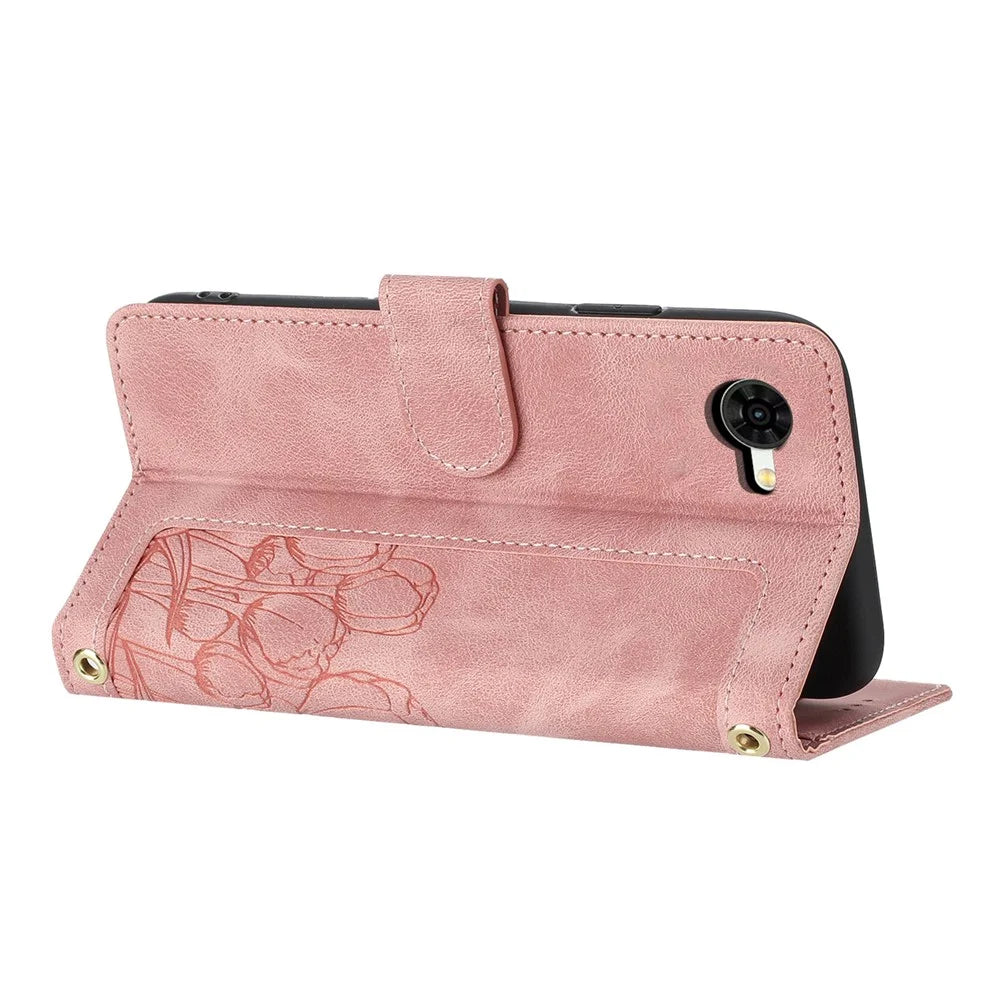 For ZTE nubia S2R Case Tulip Leather Phone Cover with 5 Card Slots Wallet - Pink - 2