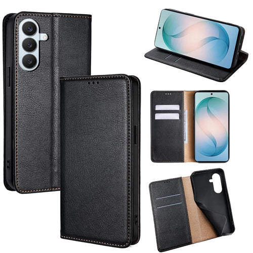 For Samsung Galaxy S26+ Case Wallet PU Leather Magnetic Auto-Absorbed Phone Cover - Black - 1