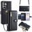 For Samsung Galaxy S26 Leather Case Zipper Pocket Wallet Phone Cover with 2 Straps - Black - 1