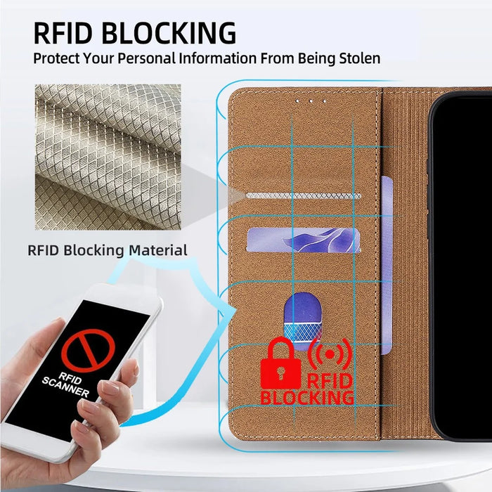 For Samsung Galaxy S26+ Case Genuine Cow Leather Stand Mobile Phone Cover with RFID Blocking Wallet - Black - 4