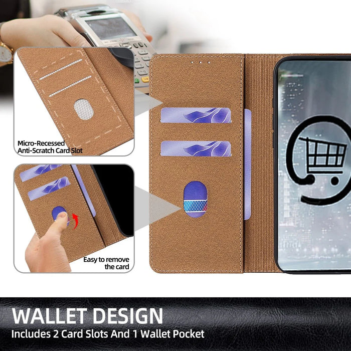 For Samsung Galaxy S26+ Case Genuine Cow Leather Stand Mobile Phone Cover with RFID Blocking Wallet - Black - 5