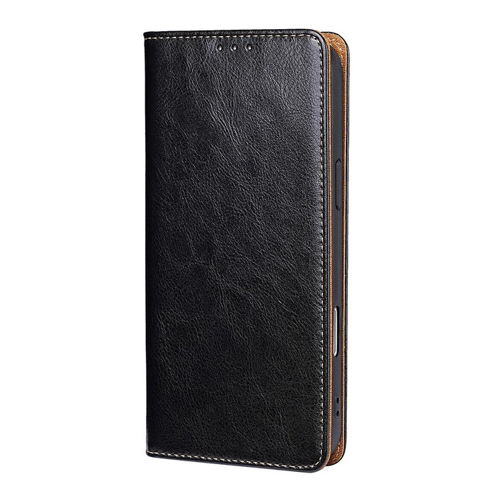 For Samsung Galaxy S26 Ultra Case Genuine Cow Leather Stand Mobile Phone Cover with RFID Blocking Wallet - Black - 2