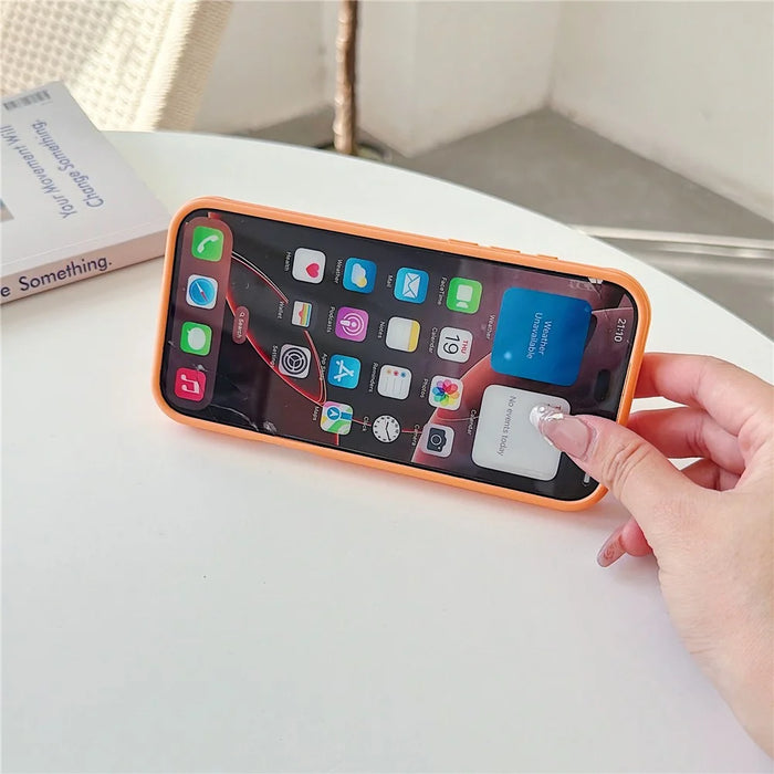 For iPhone 16 Pro Magnetic Case Rotating Ring Kickstand PC + TPU Skin-touch Phone Cover - Transparent Orange - 5