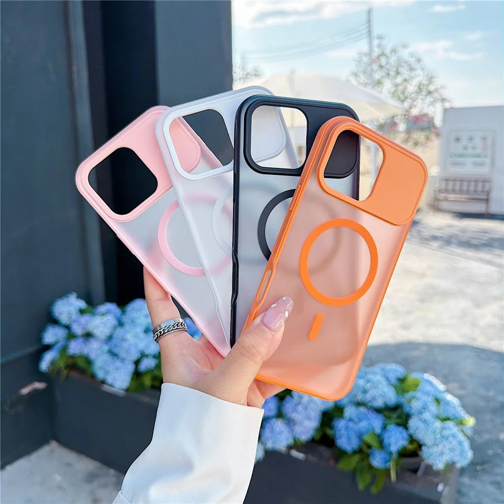 For iPhone 16 Pro Max Magnetic Case Anti-fingerprint Soft-touch Shockproof  TPU + PC Cover - Transparent White - 6