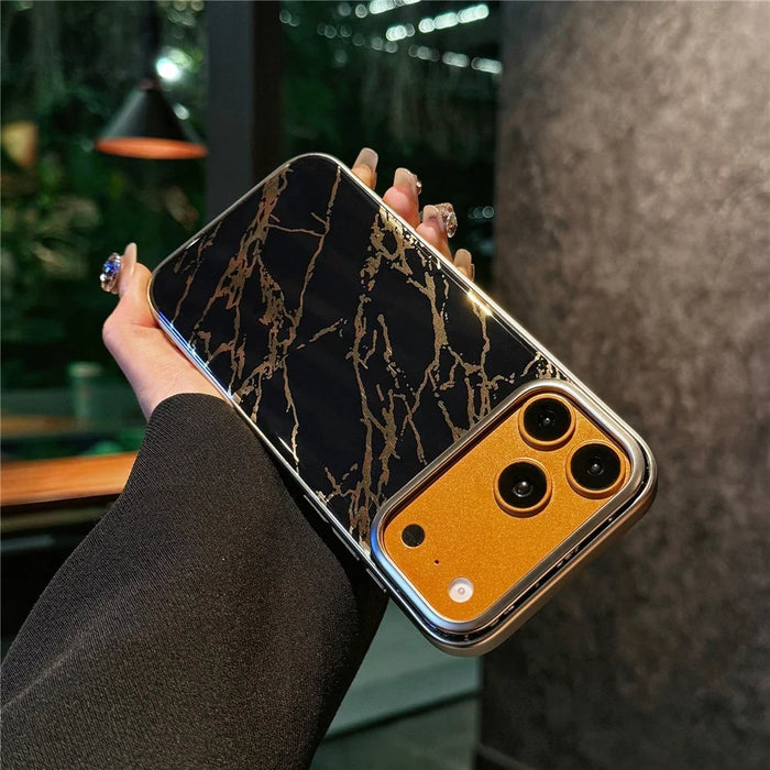 For iPhone 17 Pro Max Magnetic Case Marble Pattern Shockproof TPU + PC Phone Cover Compatible with Magsafe - Black - 2