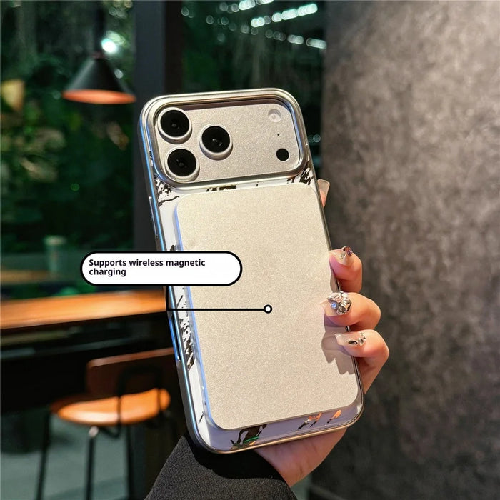 For iPhone 17 Pro Max Magnetic Case Marble Pattern Shockproof TPU + PC Phone Cover Compatible with Magsafe - Black - 4