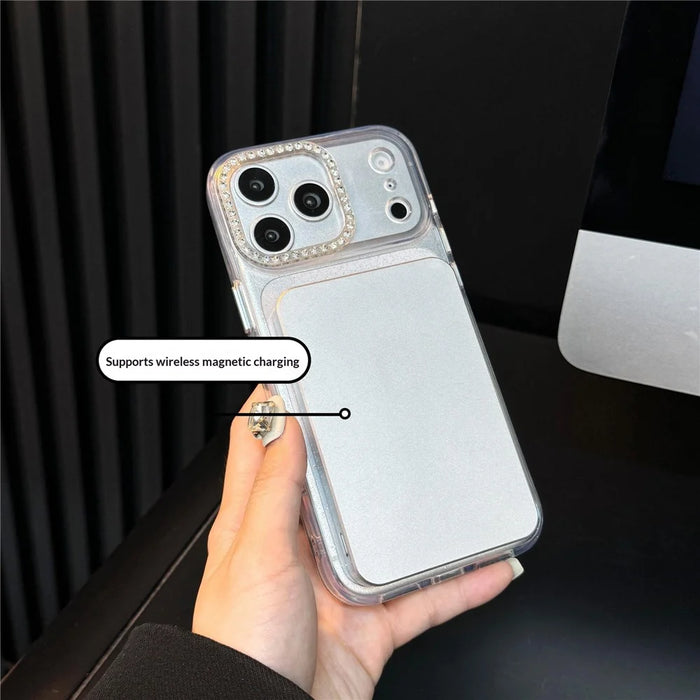 For iPhone 17 Pro Starlight Glitter Magnetic Case TPU + PC Shockproof Cover Compatible with Magsafe - Transparent Gold - 3