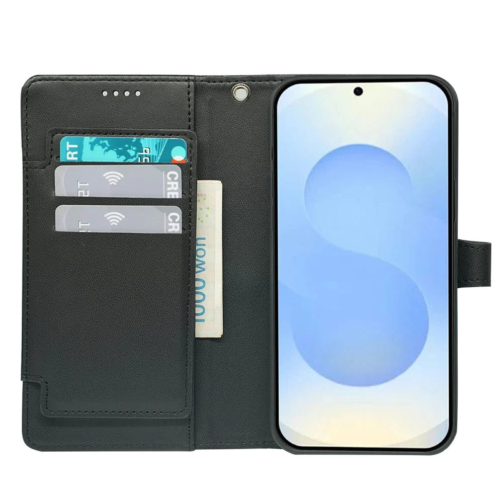 For Samsung Galaxy S25 Ultra Case with 9 Card Slots PU Leather Stand Phone Cover - Black - 2