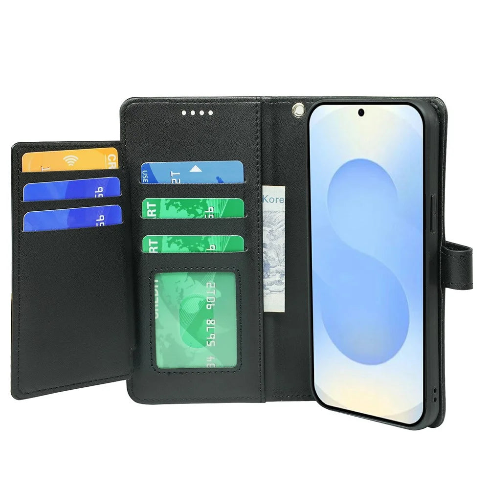 For Samsung Galaxy S25 Ultra Case with 9 Card Slots PU Leather Stand Phone Cover - Black - 3