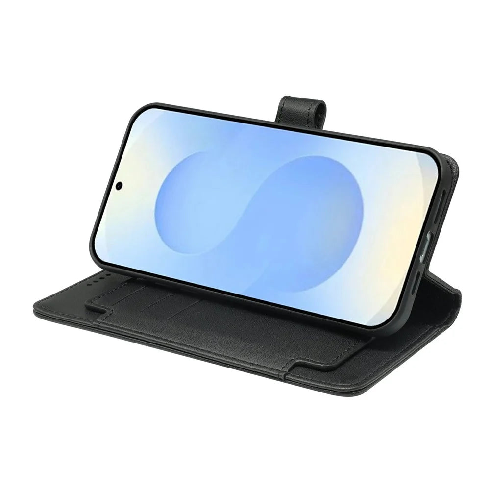 For Samsung Galaxy S25 Ultra Case with 9 Card Slots PU Leather Stand Phone Cover - Black - 5
