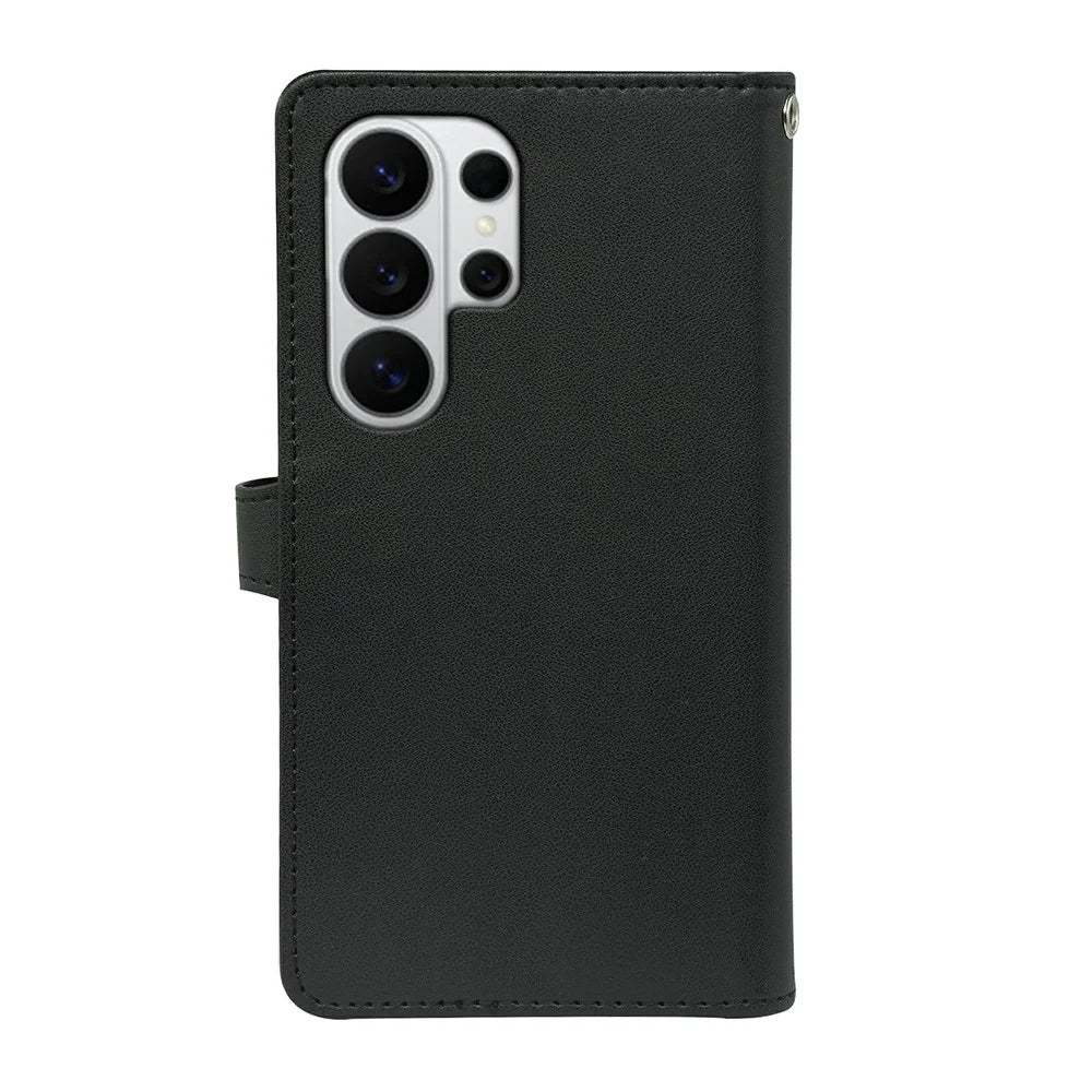 For Samsung Galaxy S25 Ultra Case with 9 Card Slots PU Leather Stand Phone Cover - Black - 7