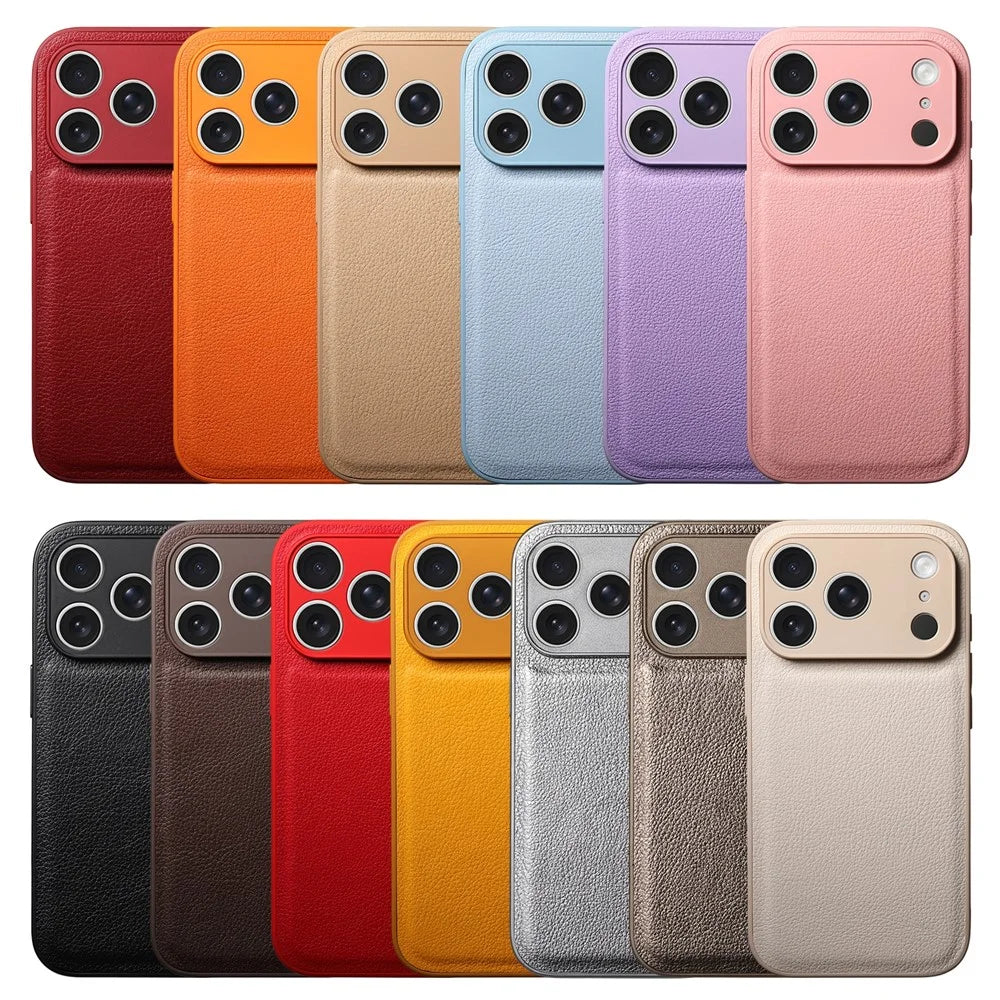 For iPhone 17 Pro Max Case Litchi Texture PU Leather Shockproof Protective Cover - Khaki - 4
